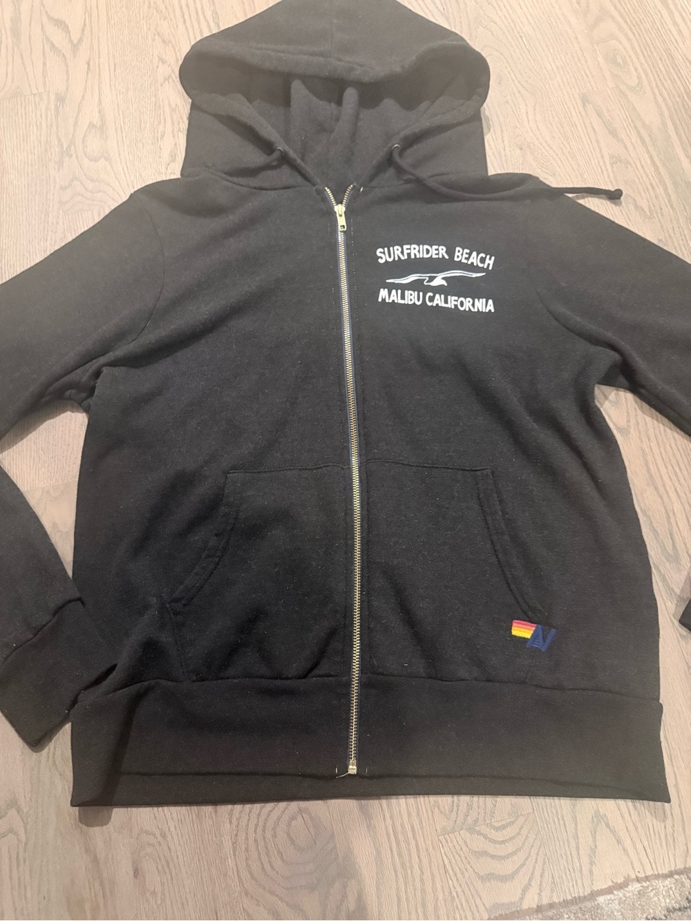 Unisex Aviator Nation Black Malibu Surfrider Zip-Up Hoodie
